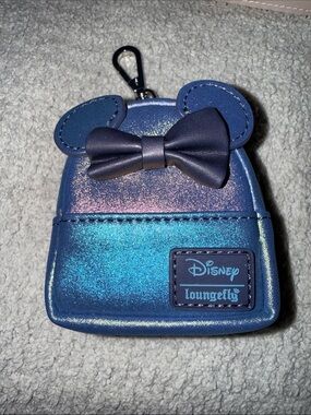 Loungefly Kids Iridescent Blue Mini Backpack Charm with Bow